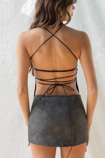 Sofia Leather Studded Halter Top