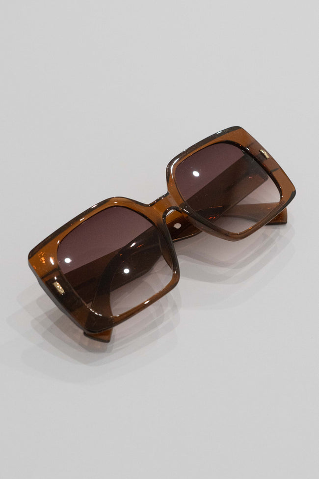 Big Square brown translucent sunglasses.
