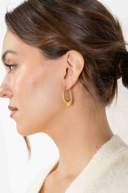 Stainless Steel Oval Latch Earrings