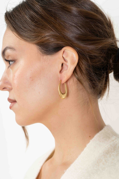 Stainless Steel Oval Latch Earrings