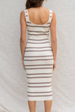 This midi dress is ribbed for a comfortable stretchy fit and features tank sleeves for ultimate day wear.