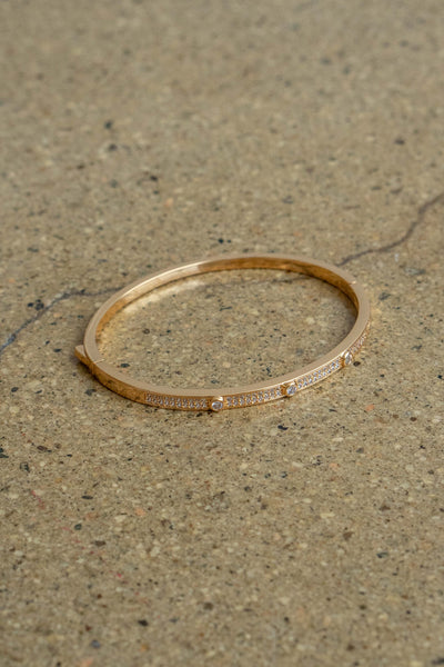 Thin Bangle Bracelet with gold and rhinestone details