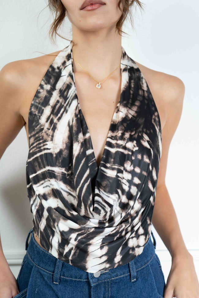 Tie Dye Halter Crop Top