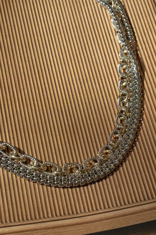 Two Tone Layered Chain Necklace