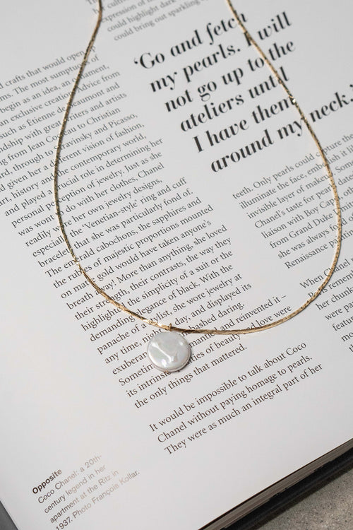 Dainty Pearl Disc Necklace